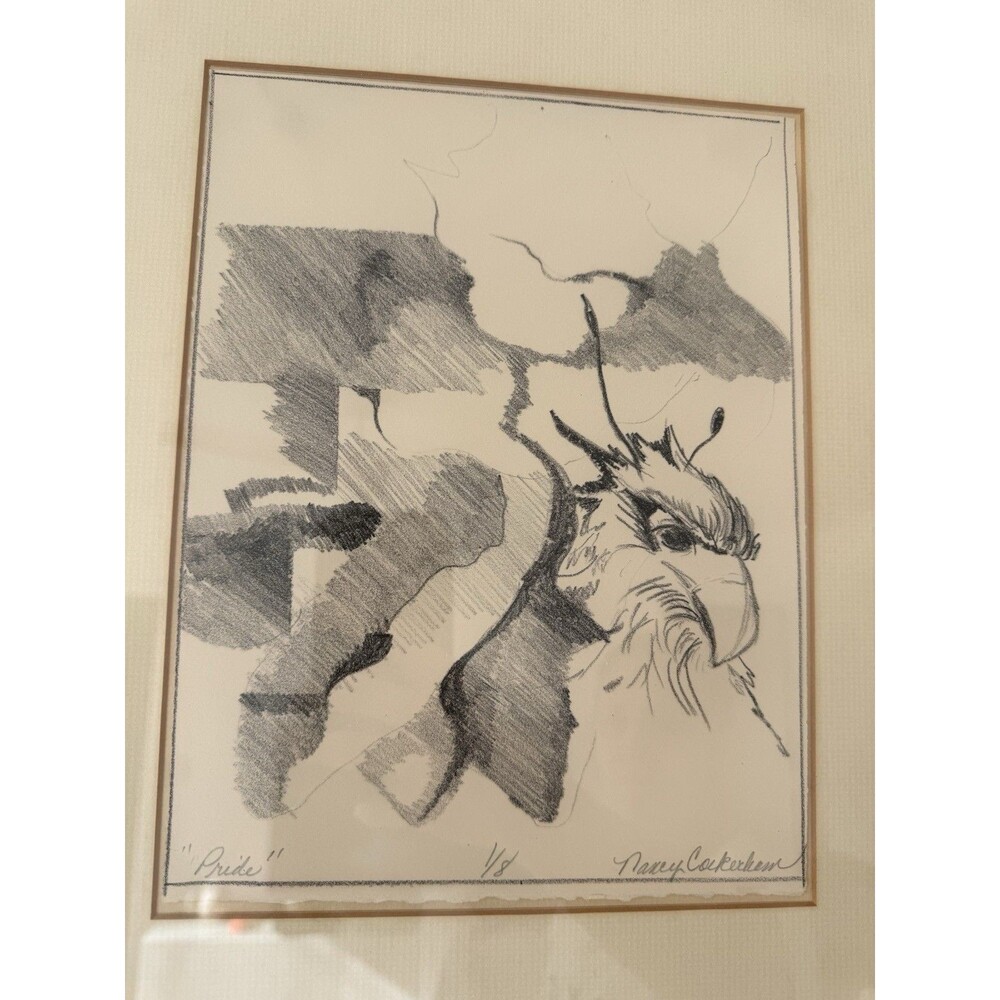 ✿ Signed Boho Charcoal Drawing Pride 1/8 Nancy Cockerham Framed Art